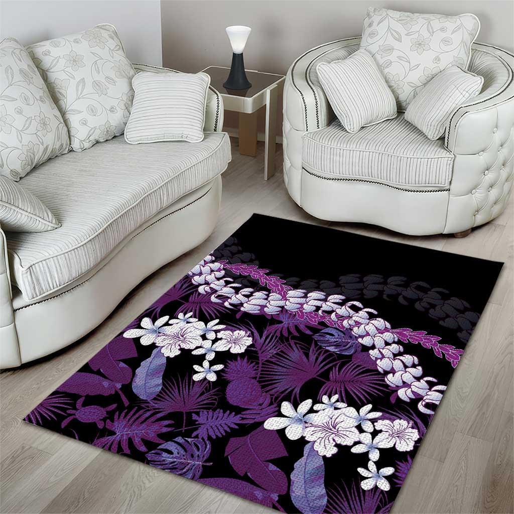 Poni Aloha Hawaii Lei Area Rug Tropical Flowers Elegant Vibe - Polynesian Pride