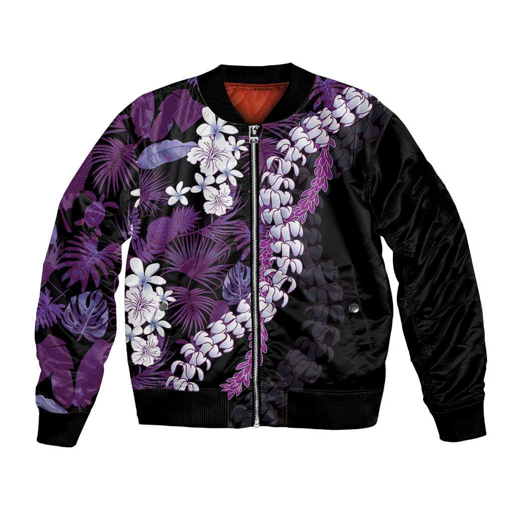Poni Aloha Hawaii Lei Bomber Jacket Tropical Flowers Elegant Vibe - Polynesian Pride
