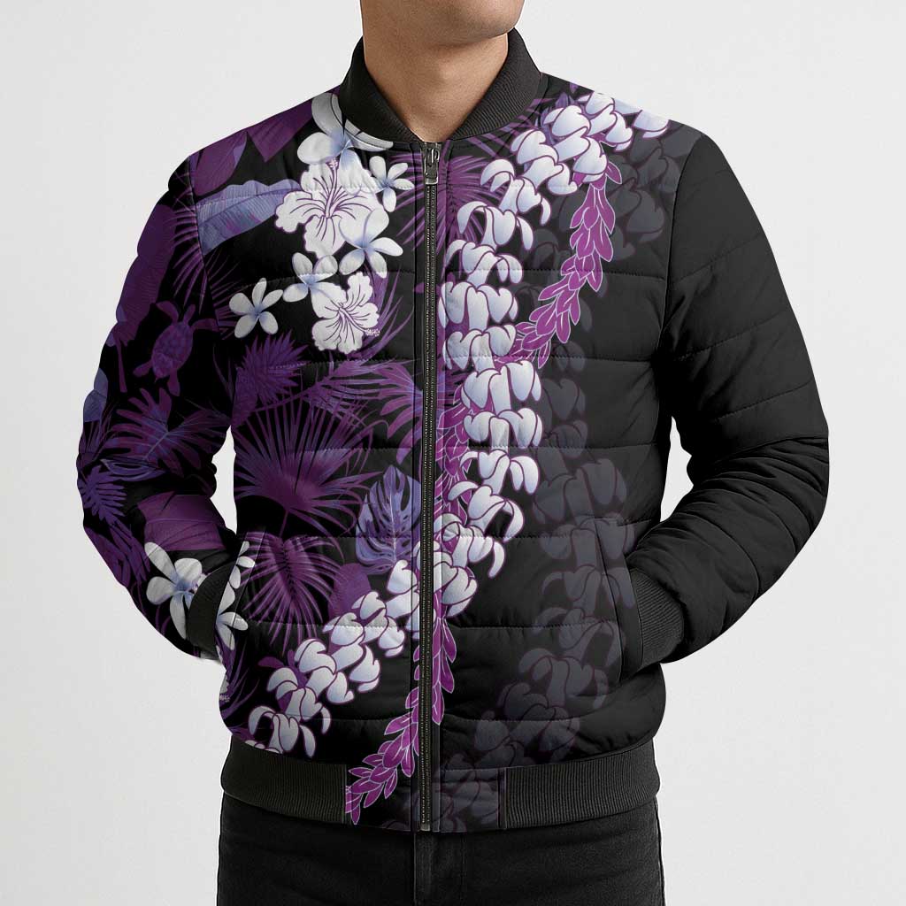Poni Aloha Hawaii Lei Bomber Puffer Jacket Tropical Flowers Elegant Vibe - Polynesian Pride