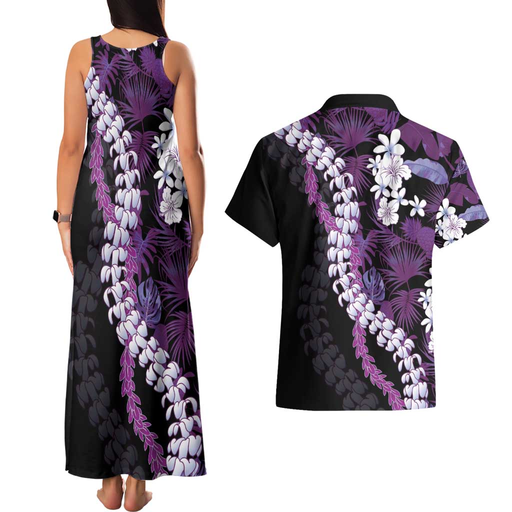 Poni Aloha Hawaii Lei Couples Matching Tank Maxi Dress and Hawaiian Shirt Tropical Flowers Elegant Vibe LT14 - Polynesian Pride