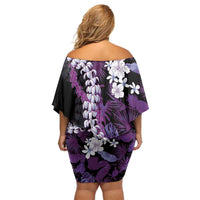 Poni Aloha Hawaii Lei Family Matching Off Shoulder Short Dress and Hawaiian Shirt Tropical Flowers Elegant Vibe LT14 - Polynesian Pride