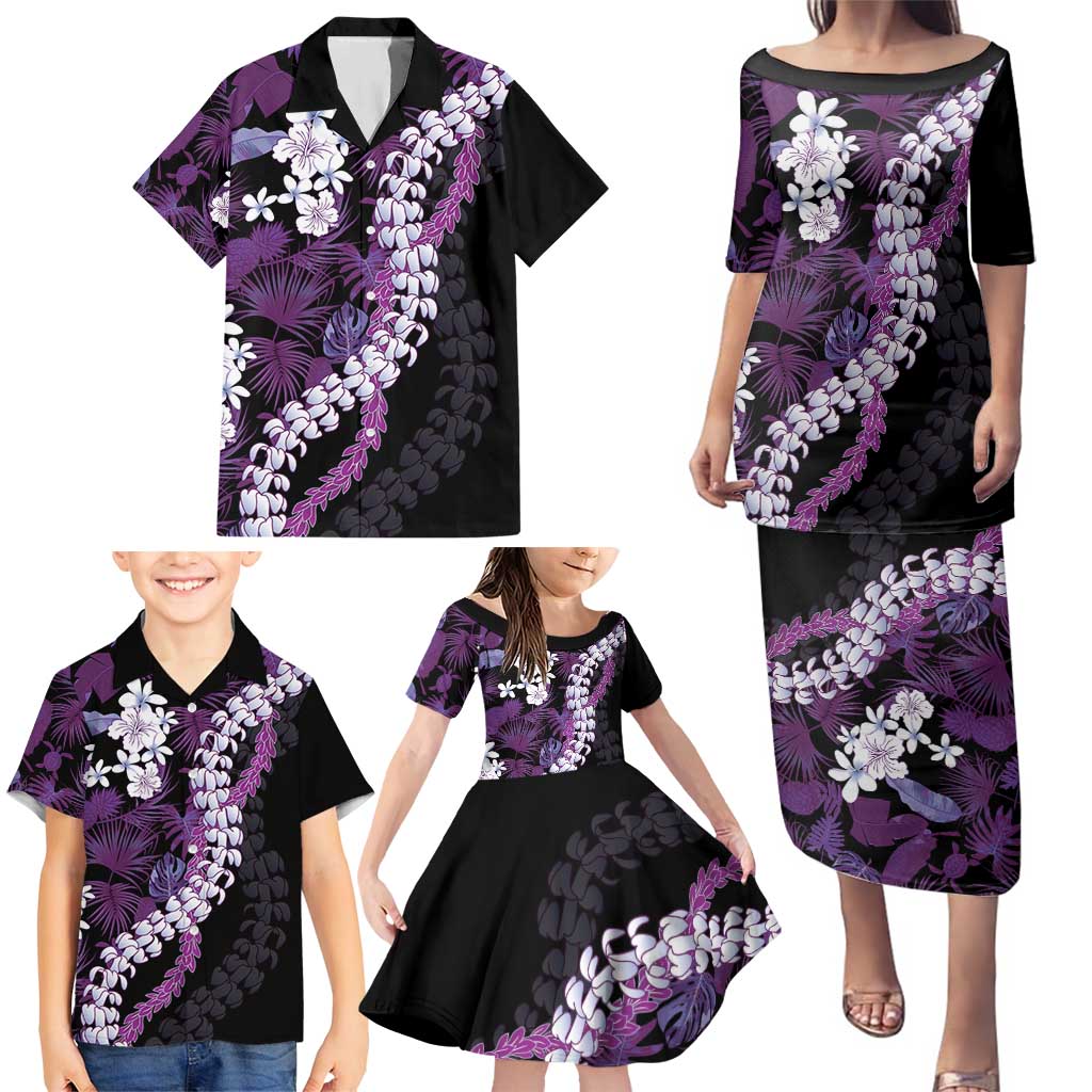Poni Aloha Hawaii Lei Family Matching Puletasi and Hawaiian Shirt Tropical Flowers Elegant Vibe - Polynesian Pride