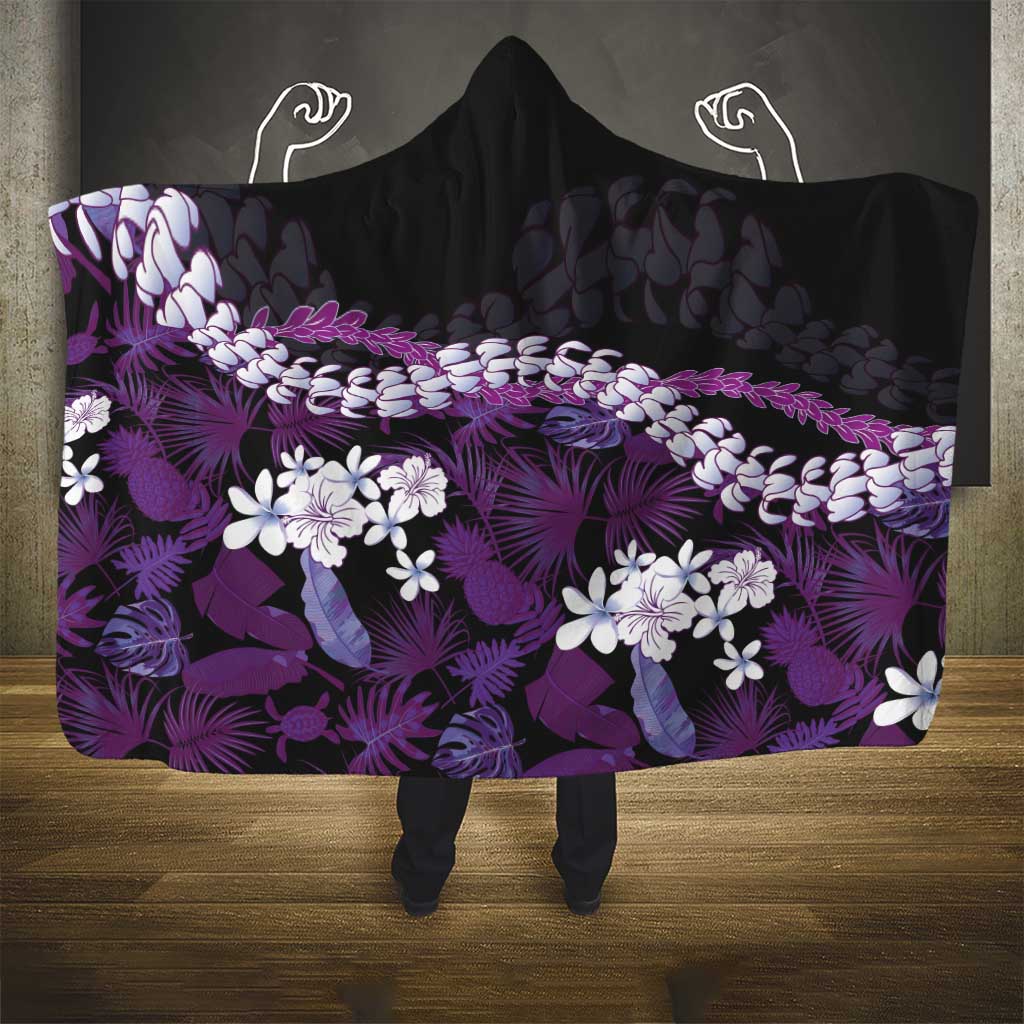 Poni Aloha Hawaii Lei Hooded Blanket Tropical Flowers Elegant Vibe - Polynesian Pride