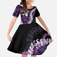 Poni Aloha Hawaii Lei Kid Short Sleeve Dress Tropical Flowers Elegant Vibe - Polynesian Pride