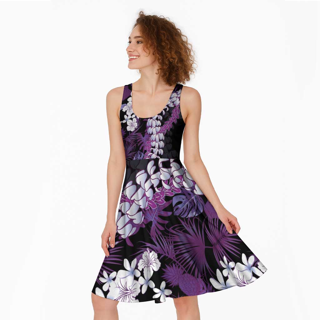 Poni Aloha Hawaii Lei Midi Dress Tropical Flowers Elegant Vibe - Polynesian Pride