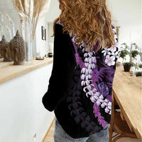 Poni Aloha Hawaii Lei Women Casual Shirt Tropical Flowers Elegant Vibe - Polynesian Pride