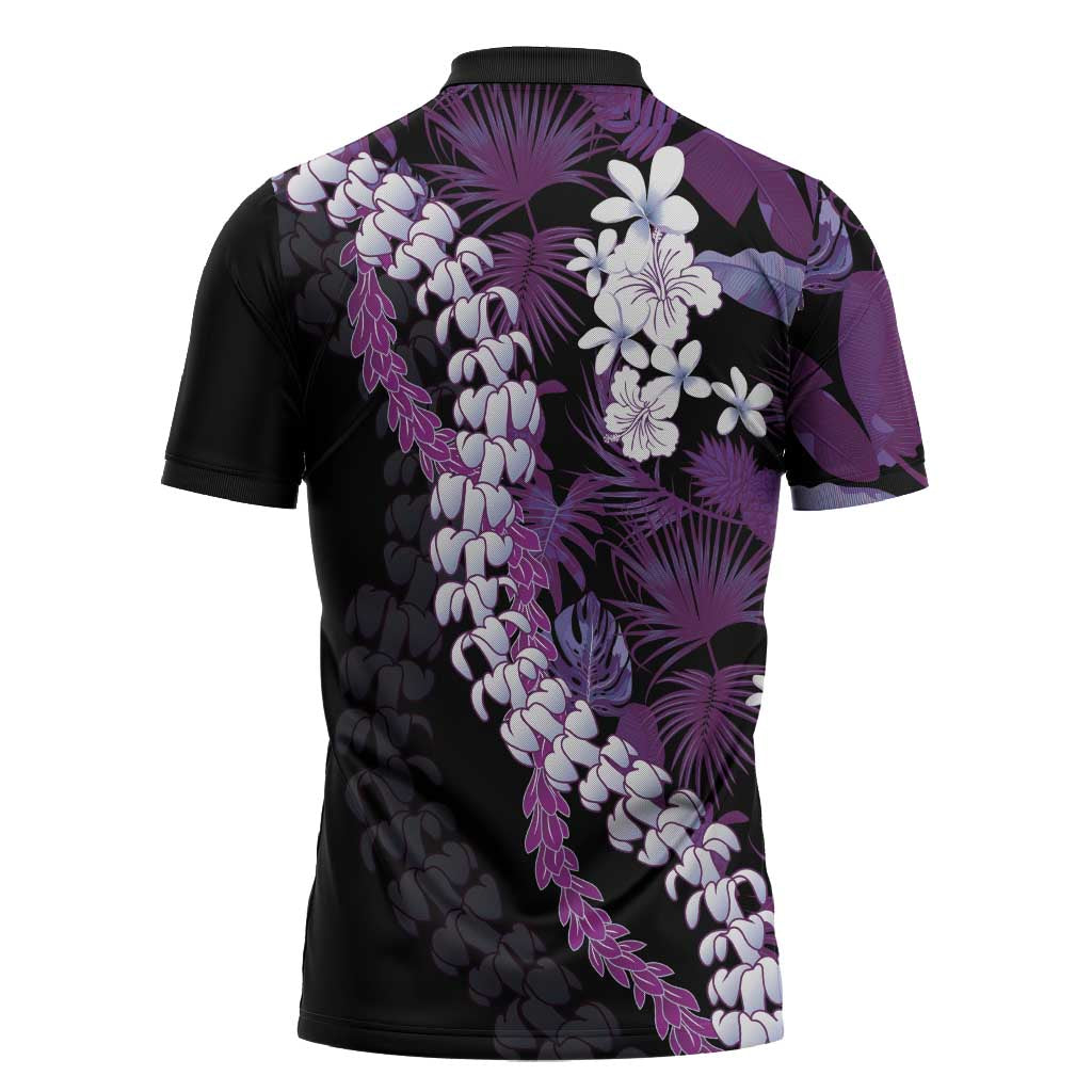 Poni Aloha Hawaii Lei Zipper Polo Shirt Tropical Flowers Elegant Vibe - Polynesian Pride