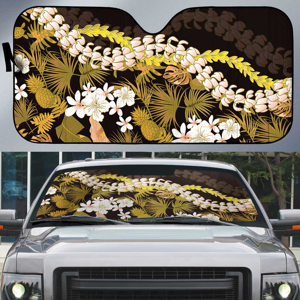 Kula Aloha Hawaii Lei Auto Sun Shade Tropical Flowers Elegant Vibe - Polynesian Pride