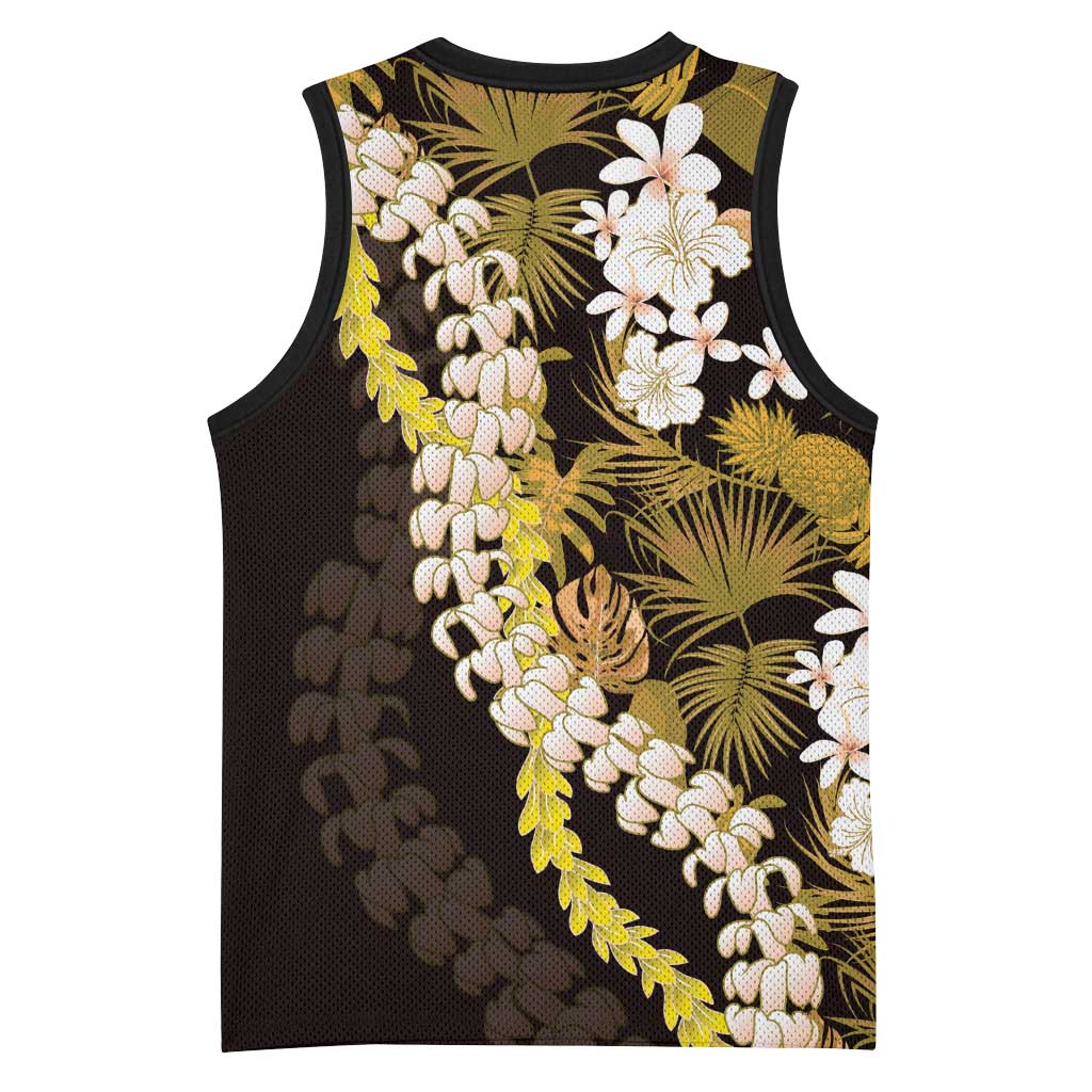 Kula Aloha Hawaii Lei Basketball Jersey Tropical Flowers Elegant Vibe - Polynesian Pride