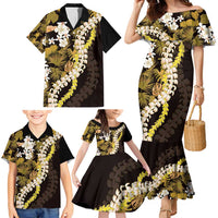Kula Aloha Hawaii Lei Family Matching Mermaid Dress and Hawaiian Shirt Tropical Flowers Elegant Vibe - Polynesian Pride