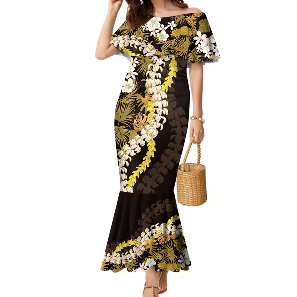 Kula Aloha Hawaii Lei Family Matching Mermaid Dress and Hawaiian Shirt Tropical Flowers Elegant Vibe - Polynesian Pride