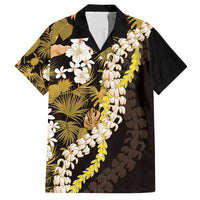 Kula Aloha Hawaii Lei Family Matching Off Shoulder Maxi Dress and Hawaiian Shirt Tropical Flowers Elegant Vibe LT14 Dad's Shirt - Short Sleeve Gold - Polynesian Pride