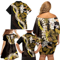 Kula Aloha Hawaii Lei Family Matching Off Shoulder Short Dress and Hawaiian Shirt Tropical Flowers Elegant Vibe LT14 - Polynesian Pride