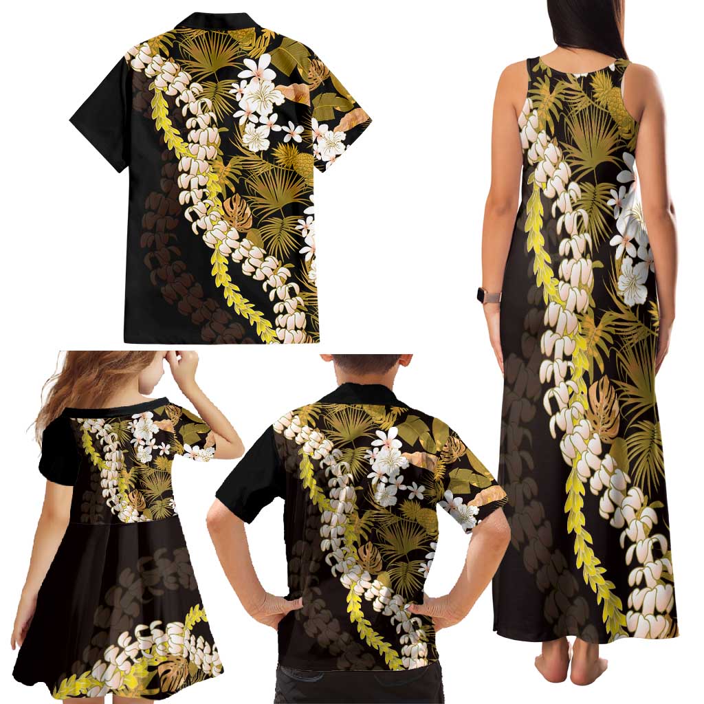 Kula Aloha Hawaii Lei Family Matching Tank Maxi Dress and Hawaiian Shirt Tropical Flowers Elegant Vibe - Polynesian Pride