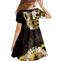 Kula Aloha Hawaii Lei Kid Short Sleeve Dress Tropical Flowers Elegant Vibe - Polynesian Pride