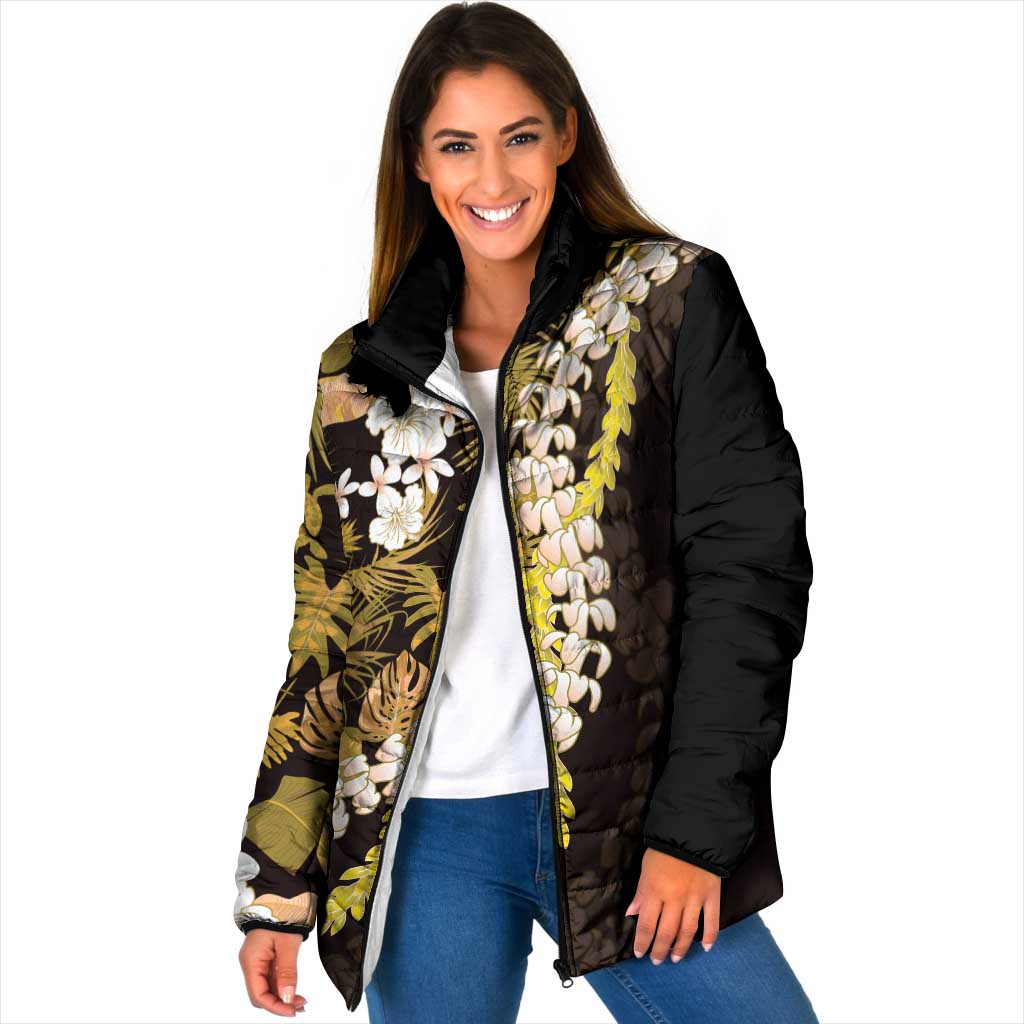 Kula Aloha Hawaii Lei Padded Jacket Tropical Flowers Elegant Vibe - Polynesian Pride