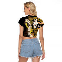 Kula Aloha Hawaii Lei Raglan Cropped T Shirt Tropical Flowers Elegant Vibe - Polynesian Pride