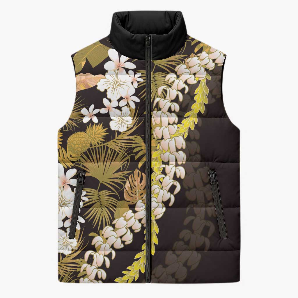 Kula Aloha Hawaii Lei Sleeveless Puffer Jacket Tropical Flowers Elegant Vibe - Polynesian Pride