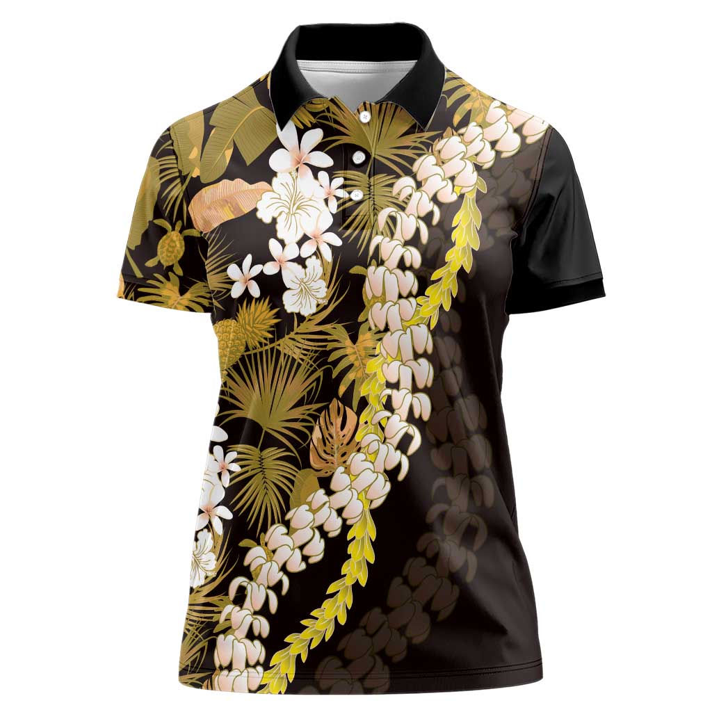 Kula Aloha Hawaii Lei Women Polo Shirt Tropical Flowers Elegant Vibe - Polynesian Pride