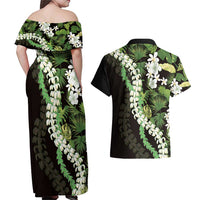 Omaomao Aloha Hawaii Lei Couples Matching Off Shoulder Maxi Dress and Hawaiian Shirt Tropical Flowers Elegant Vibe LT14 - Polynesian Pride