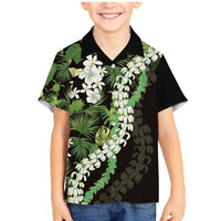 Omaomao Aloha Hawaii Lei Family Matching Mermaid Dress and Hawaiian Shirt Tropical Flowers Elegant Vibe LT14 Son's Shirt Green - Polynesian Pride