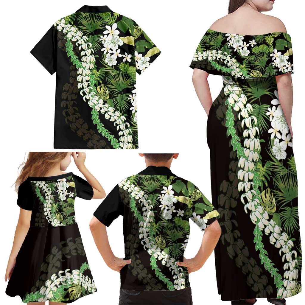 Omaomao Aloha Hawaii Lei Family Matching Off Shoulder Maxi Dress and Hawaiian Shirt Tropical Flowers Elegant Vibe LT14 - Polynesian Pride