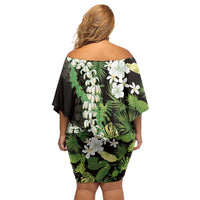 Omaomao Aloha Hawaii Lei Family Matching Off Shoulder Short Dress and Hawaiian Shirt Tropical Flowers Elegant Vibe LT14 - Polynesian Pride