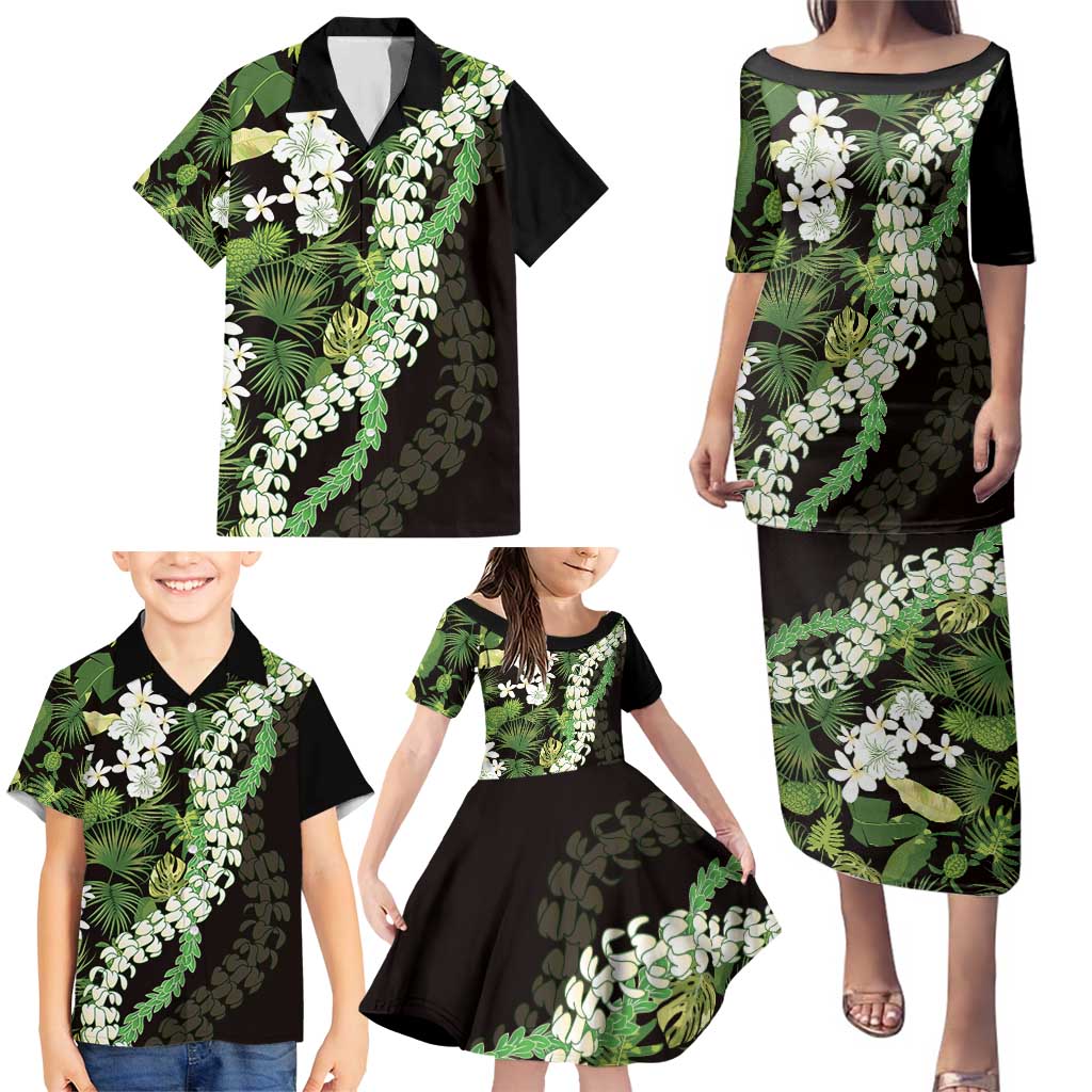 Omaomao Aloha Hawaii Lei Family Matching Puletasi and Hawaiian Shirt Tropical Flowers Elegant Vibe LT14 - Polynesian Pride