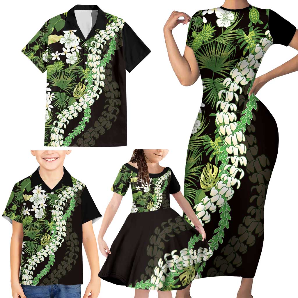 Omaomao Aloha Hawaii Lei Family Matching Short Sleeve Bodycon Dress and Hawaiian Shirt Tropical Flowers Elegant Vibe LT14 - Polynesian Pride