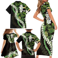 Omaomao Aloha Hawaii Lei Family Matching Short Sleeve Bodycon Dress and Hawaiian Shirt Tropical Flowers Elegant Vibe LT14 - Polynesian Pride