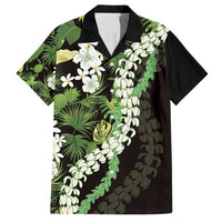 Omaomao Aloha Hawaii Lei Family Matching Summer Maxi Dress and Hawaiian Shirt Tropical Flowers Elegant Vibe LT14 Dad's Shirt - Short Sleeve Green - Polynesian Pride