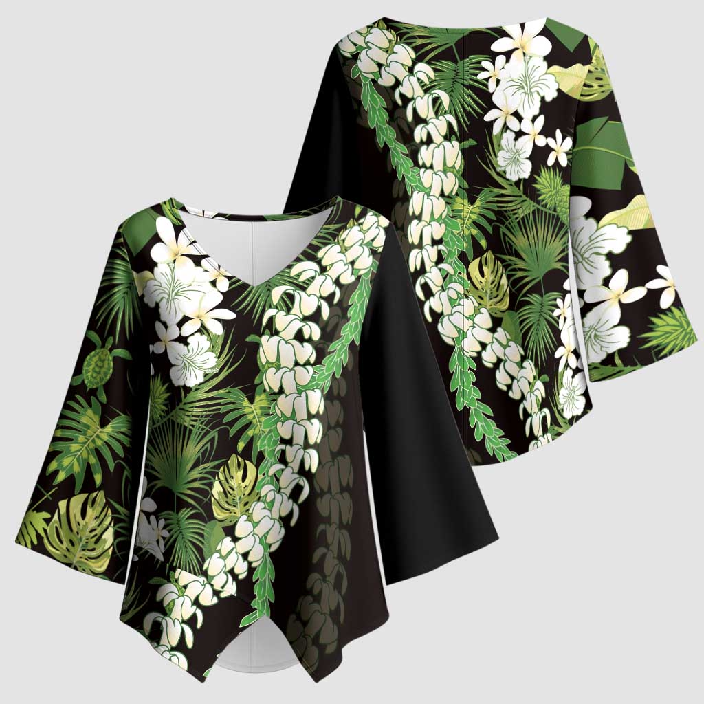 Omaomao Aloha Hawaii Lei Kimono Sleeve Blouse Tropical Flowers Elegant Vibe - Polynesian Pride