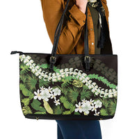 Omaomao Aloha Hawaii Lei Leather Tote Bag Tropical Flowers Elegant Vibe LT14 - Polynesian Pride