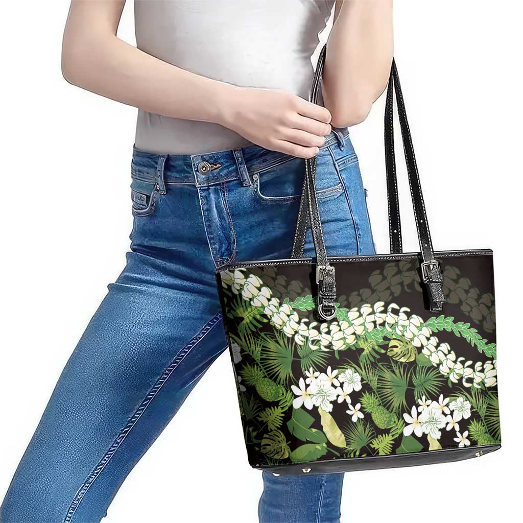 Omaomao Aloha Hawaii Lei Leather Tote Bag Tropical Flowers Elegant Vibe LT14 - Polynesian Pride