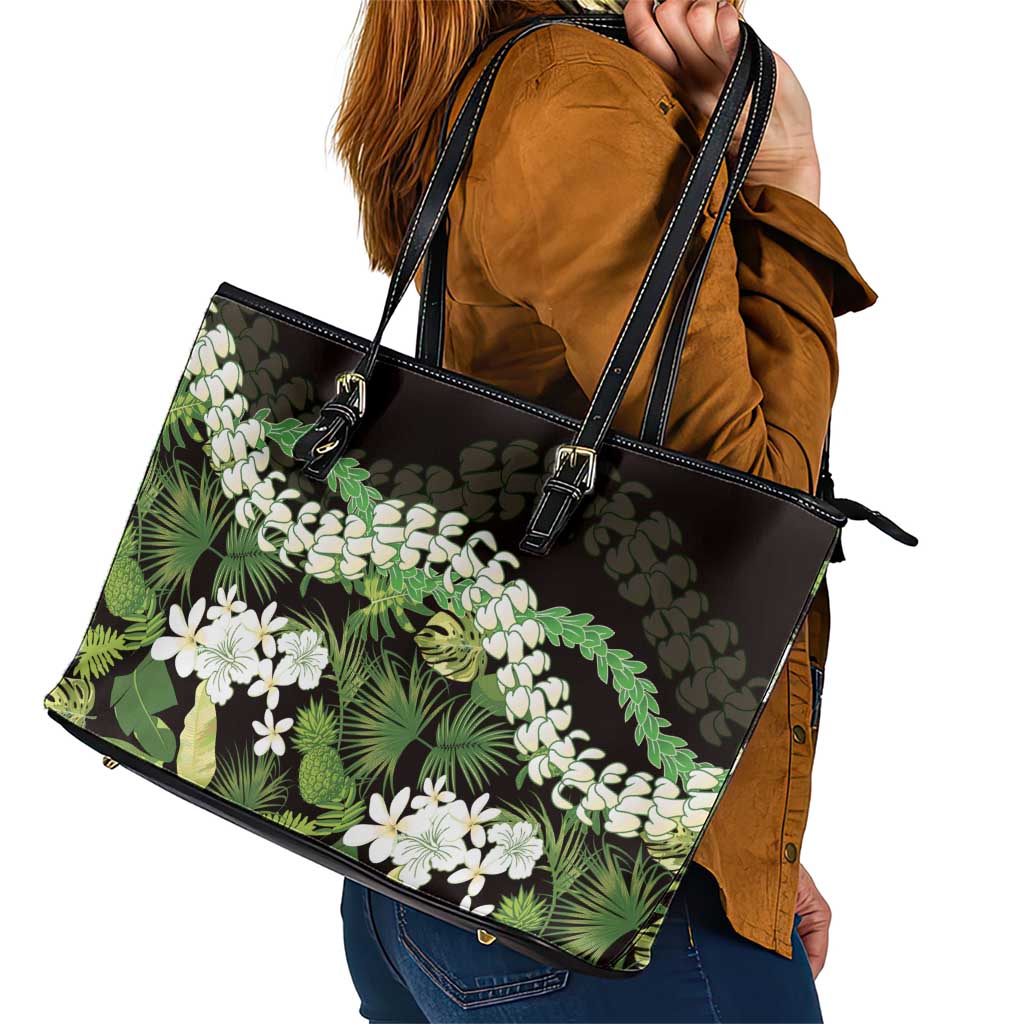 Omaomao Aloha Hawaii Lei Leather Tote Bag Tropical Flowers Elegant Vibe LT14 - Polynesian Pride