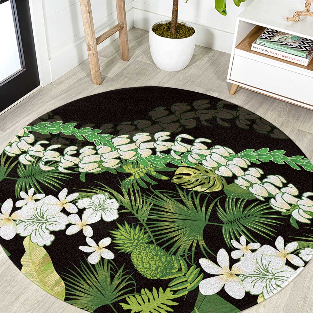 Omaomao Aloha Hawaii Lei Round Carpet Tropical Flowers Elegant Vibe - Polynesian Pride