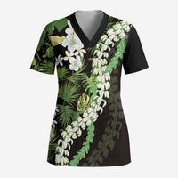 Omaomao Aloha Hawaii Lei Scrub Top Tropical Flowers Elegant Vibe - Polynesian Pride