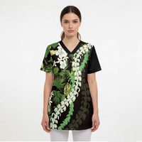 Omaomao Aloha Hawaii Lei Scrub Top Tropical Flowers Elegant Vibe - Polynesian Pride