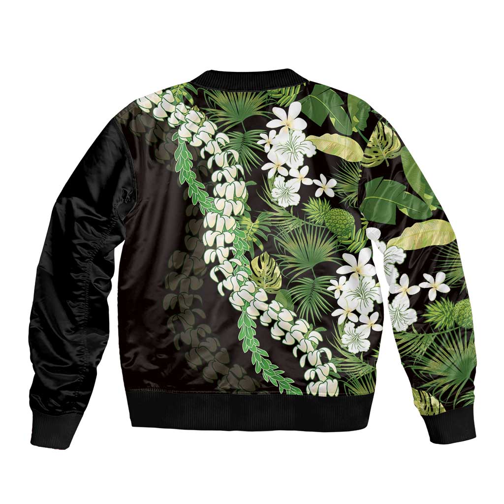 Omaomao Aloha Hawaii Lei Sleeve Zip Bomber Jacket Tropical Flowers Elegant Vibe LT14 - Polynesian Pride