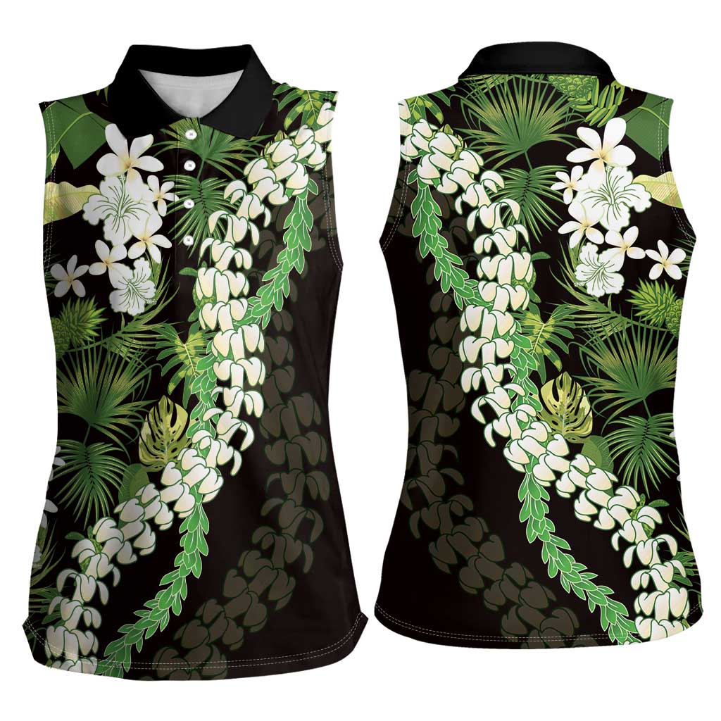 Omaomao Aloha Hawaii Lei Women Sleeveless Polo Shirt Tropical Flowers Elegant Vibe - Polynesian Pride