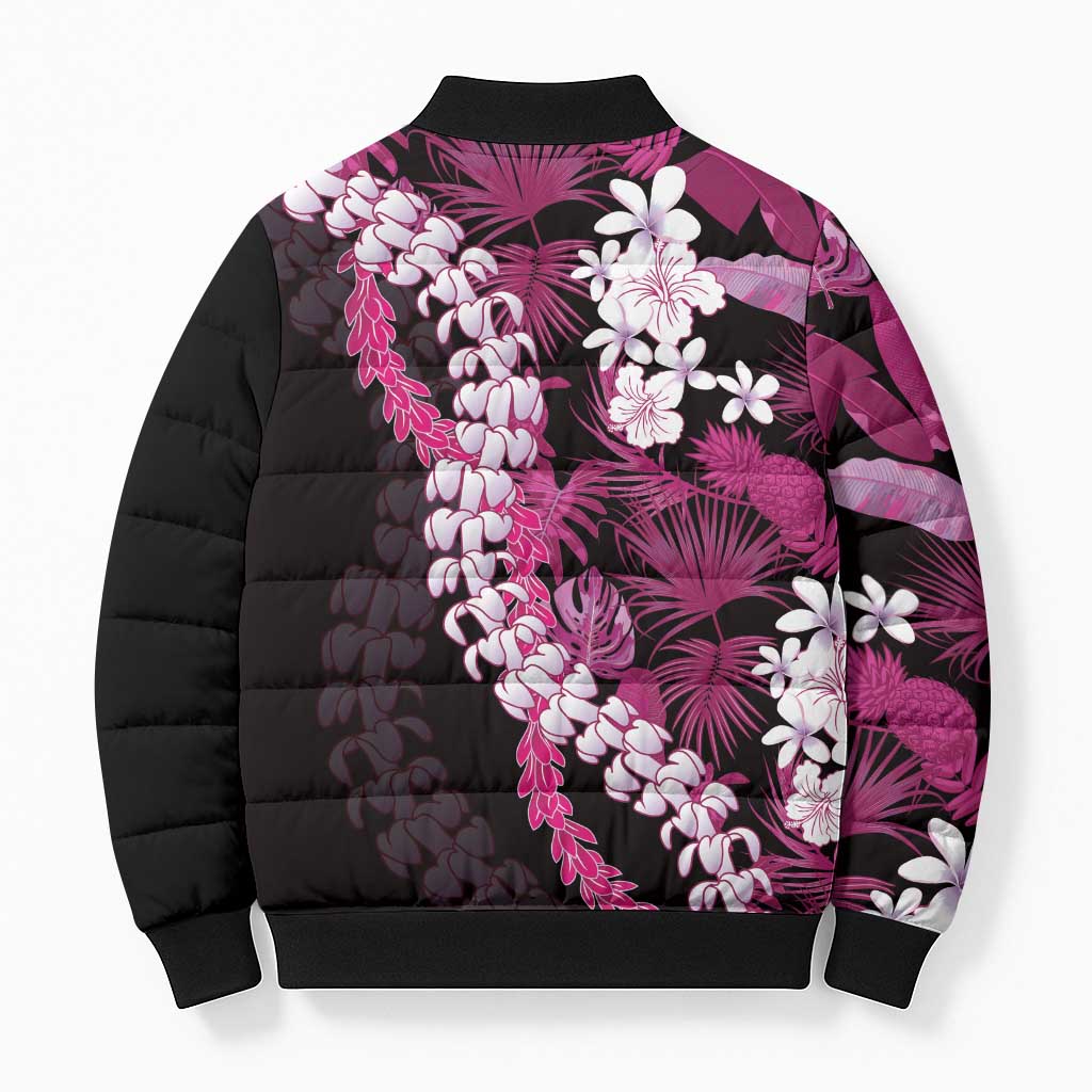 Akala Aloha Hawaii Lei Bomber Puffer Jacket Tropical Flowers Elegant Vibe - Polynesian Pride