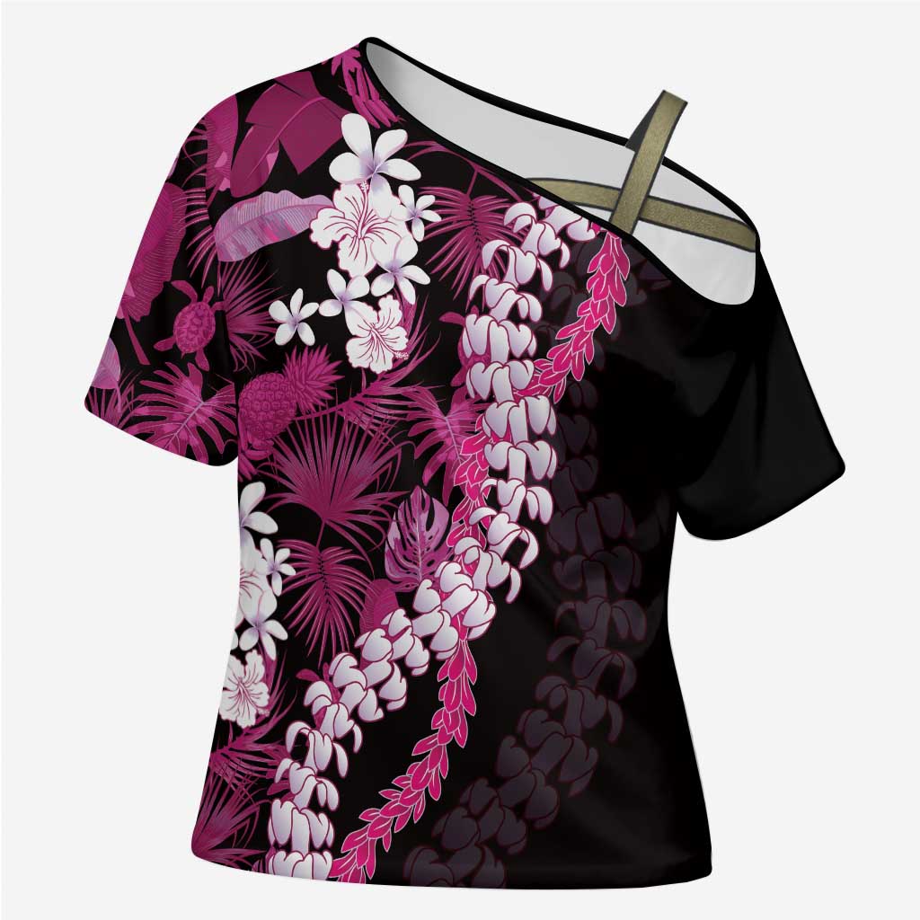 Akala Aloha Hawaii Lei Cross Shoulder Shirt Tropical Flowers Elegant Vibe - Polynesian Pride