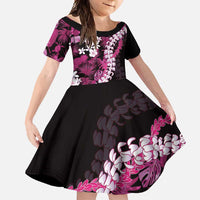Akala Aloha Hawaii Lei Family Matching Long Sleeve Bodycon Dress and Hawaiian Shirt Tropical Flowers Elegant Vibe LT14 Daughter's Dress Pink - Polynesian Pride