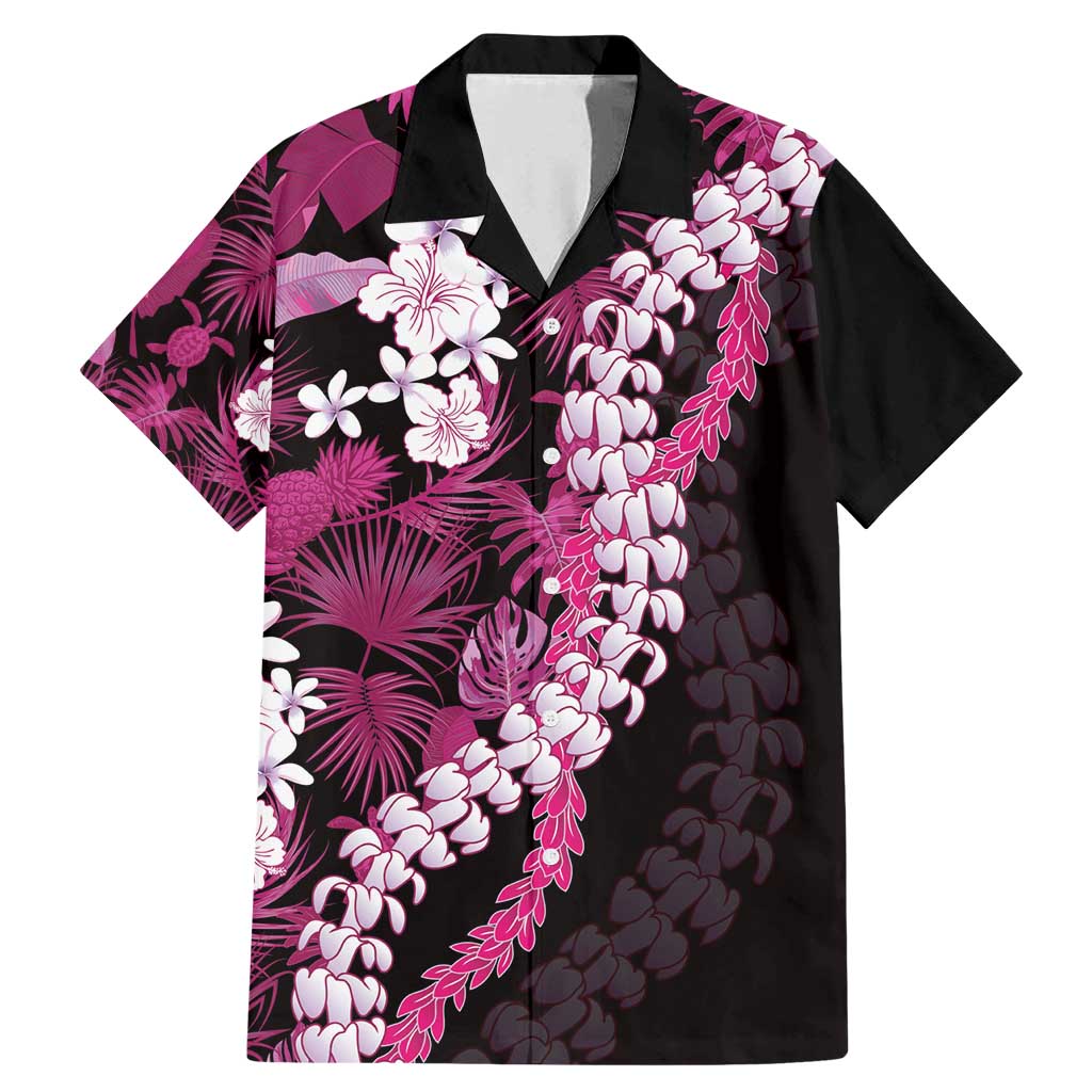 Akala Aloha Hawaii Lei Family Matching Mermaid Dress and Hawaiian Shirt Tropical Flowers Elegant Vibe LT14 Dad's Shirt - Short Sleeve Pink - Polynesian Pride