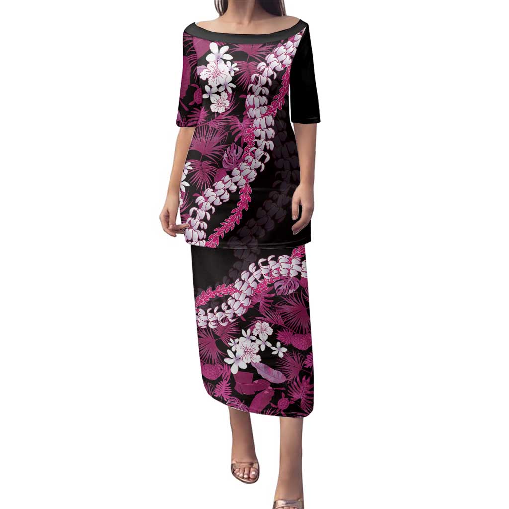 Akala Aloha Hawaii Lei Family Matching Puletasi and Hawaiian Shirt Tropical Flowers Elegant Vibe LT14 Mom's Dress Pink - Polynesian Pride