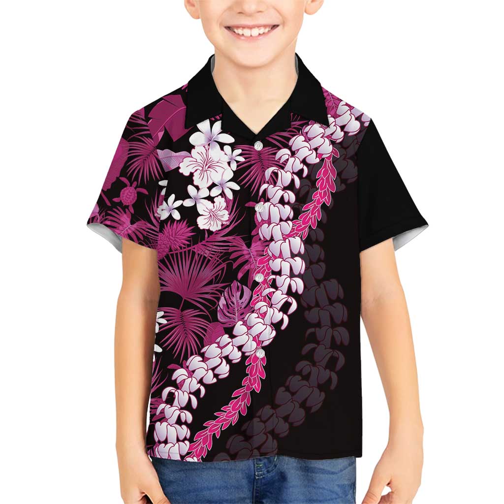 Akala Aloha Hawaii Lei Family Matching Puletasi and Hawaiian Shirt Tropical Flowers Elegant Vibe LT14 Son's Shirt Pink - Polynesian Pride