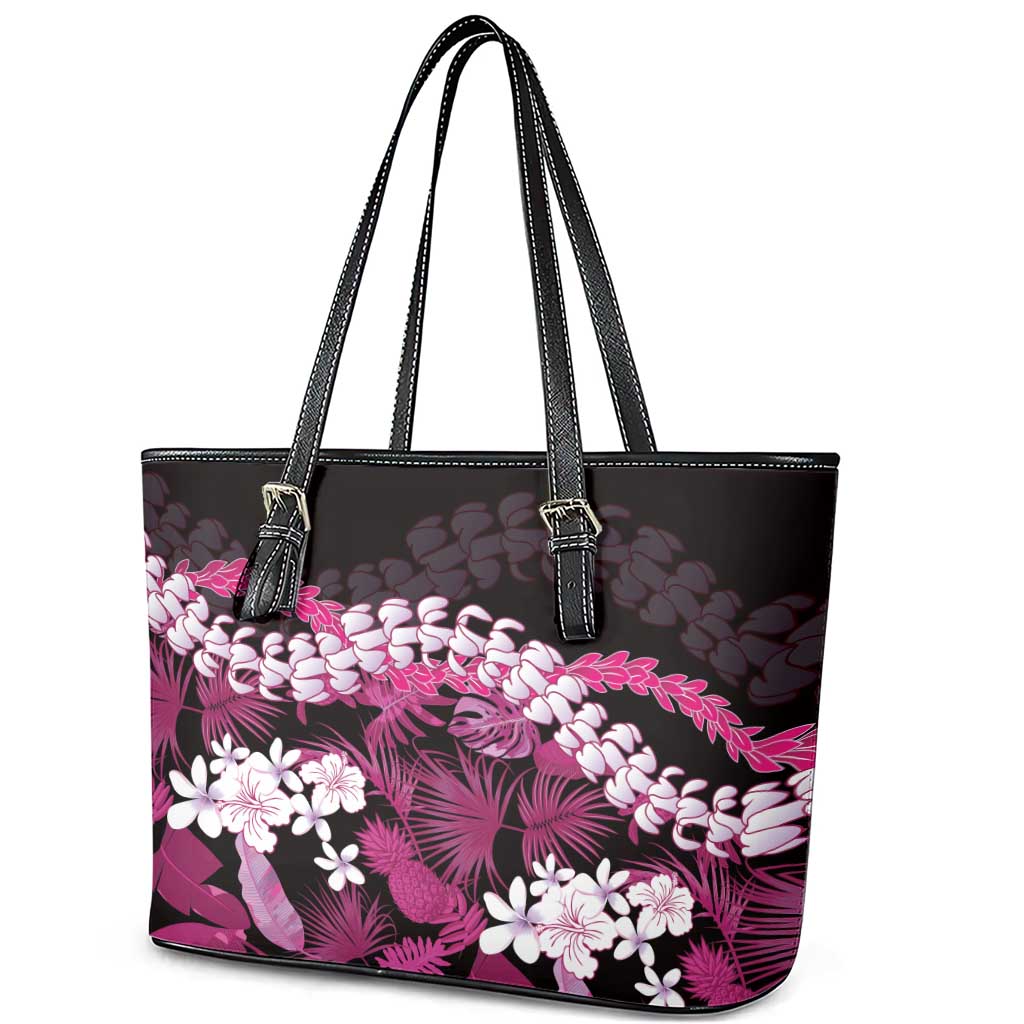Akala Aloha Hawaii Lei Leather Tote Bag Tropical Flowers Elegant Vibe - Polynesian Pride