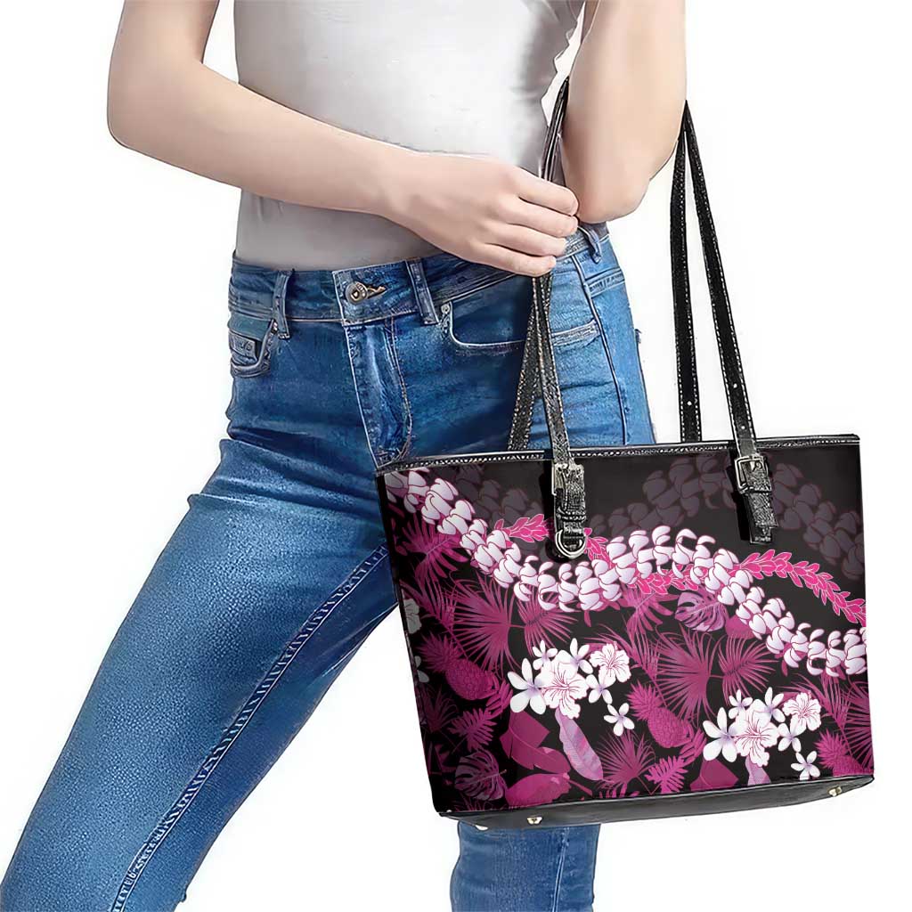 Akala Aloha Hawaii Lei Leather Tote Bag Tropical Flowers Elegant Vibe - Polynesian Pride
