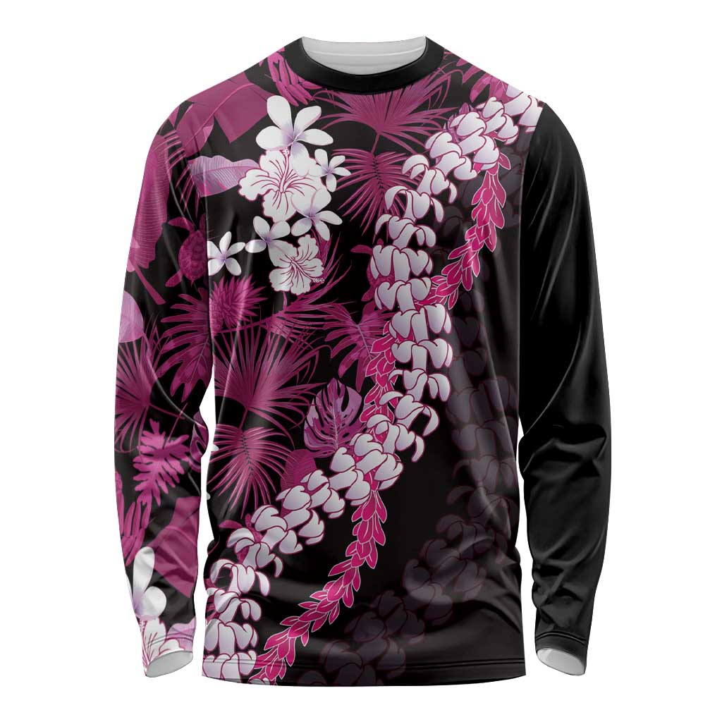 Akala Aloha Hawaii Lei Long Sleeve Shirt Tropical Flowers Elegant Vibe LT14 Unisex Pink - Polynesian Pride