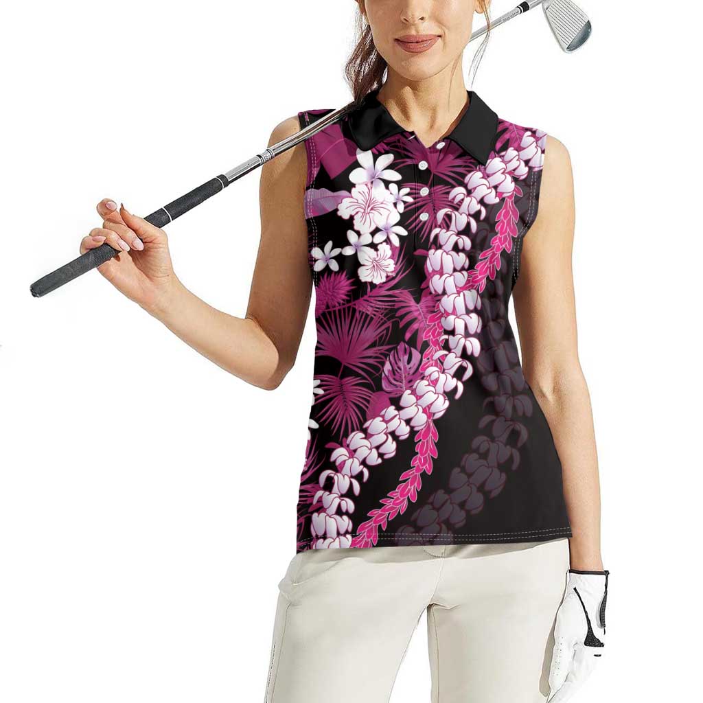 Akala Aloha Hawaii Lei Women Sleeveless Polo Shirt Tropical Flowers Elegant Vibe - Polynesian Pride